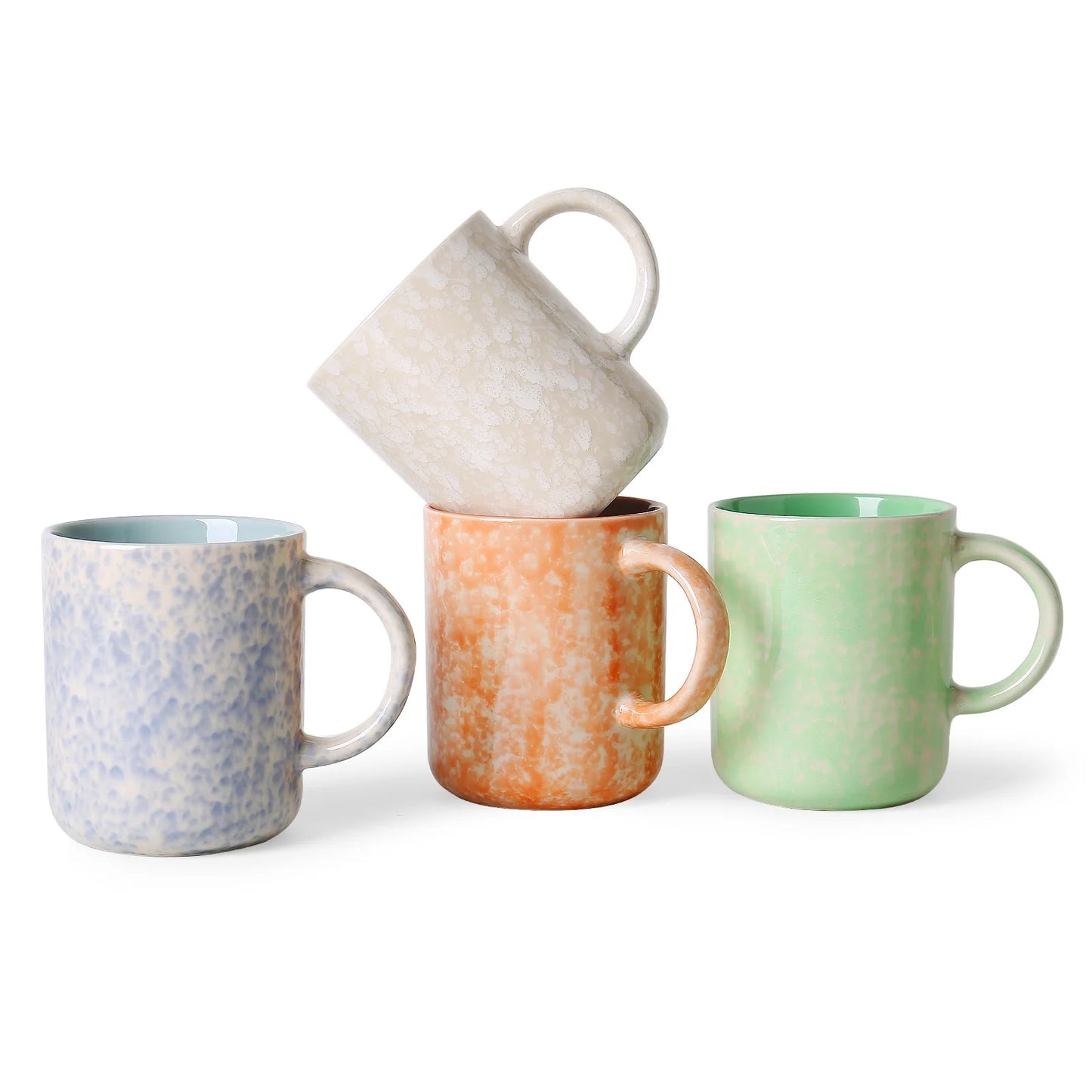 17Oz Coffee Mugs Set of 4, Multicolor Splash Glaze Ceramic Cups , Microwave & Dishwasher Safe for Home Office Gift