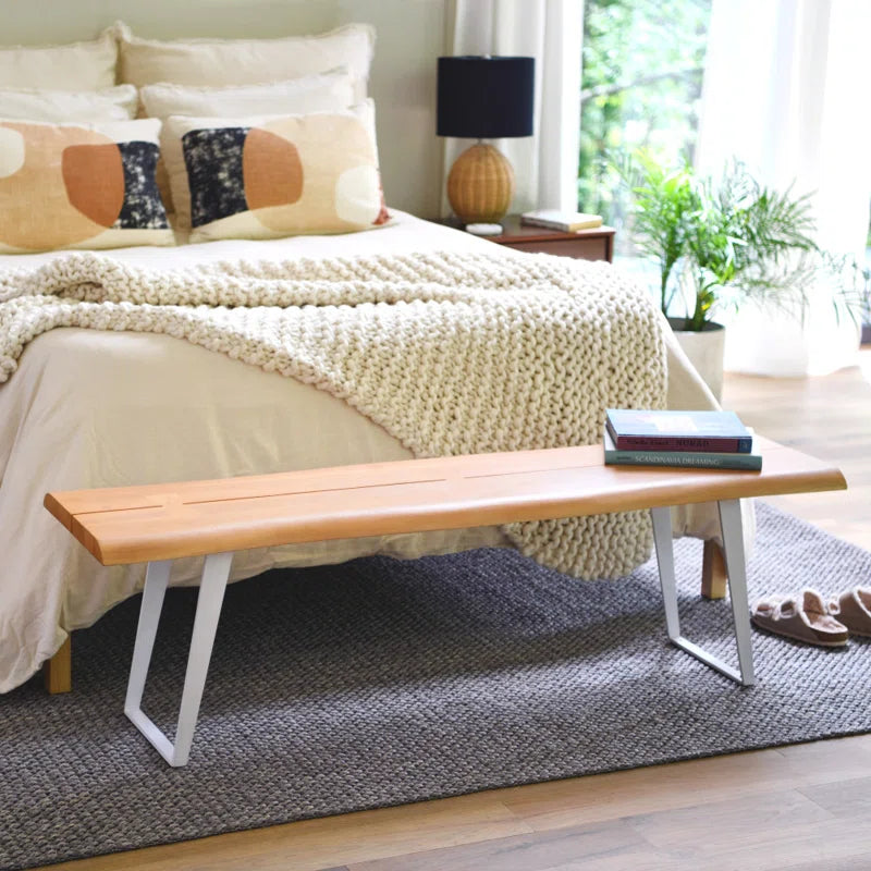 Koltynn Live Edge Wood Bench with Metal Frame