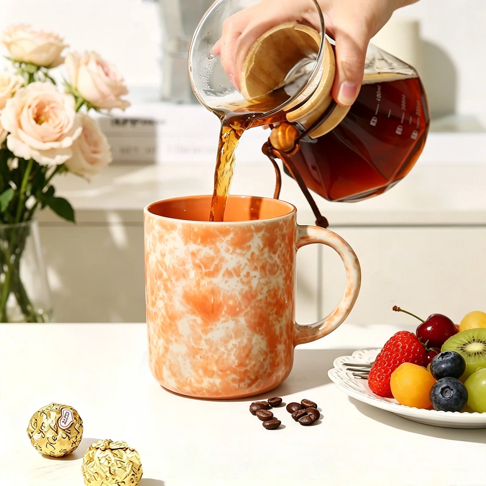 17Oz Coffee Mugs Set of 4, Multicolor Splash Glaze Ceramic Cups , Microwave & Dishwasher Safe for Home Office Gift