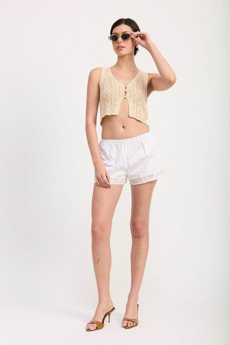 Effortlessly Stylish Chic Crochet Button-Down Vest Top