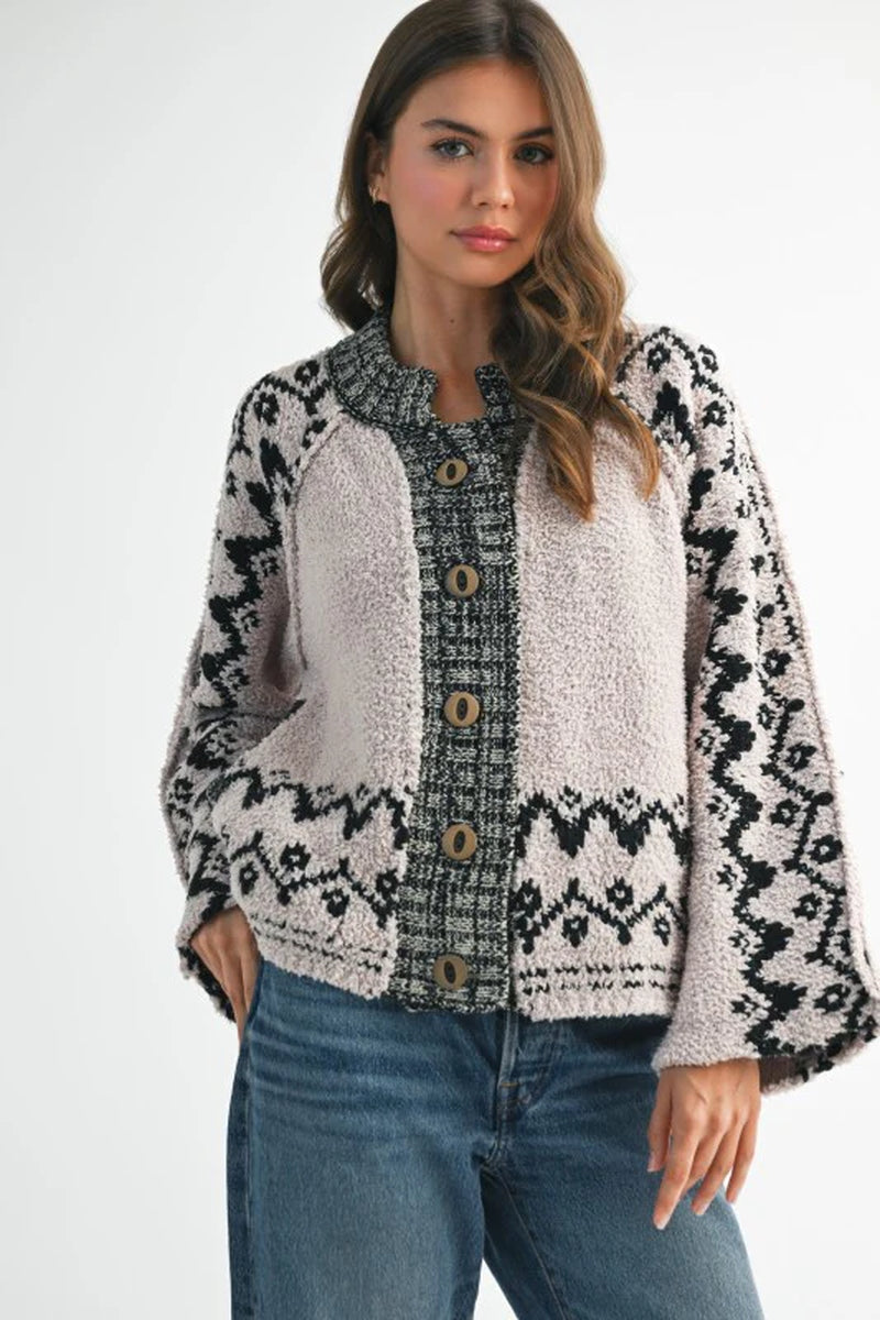 Boho Knit Button-Front Cardigan