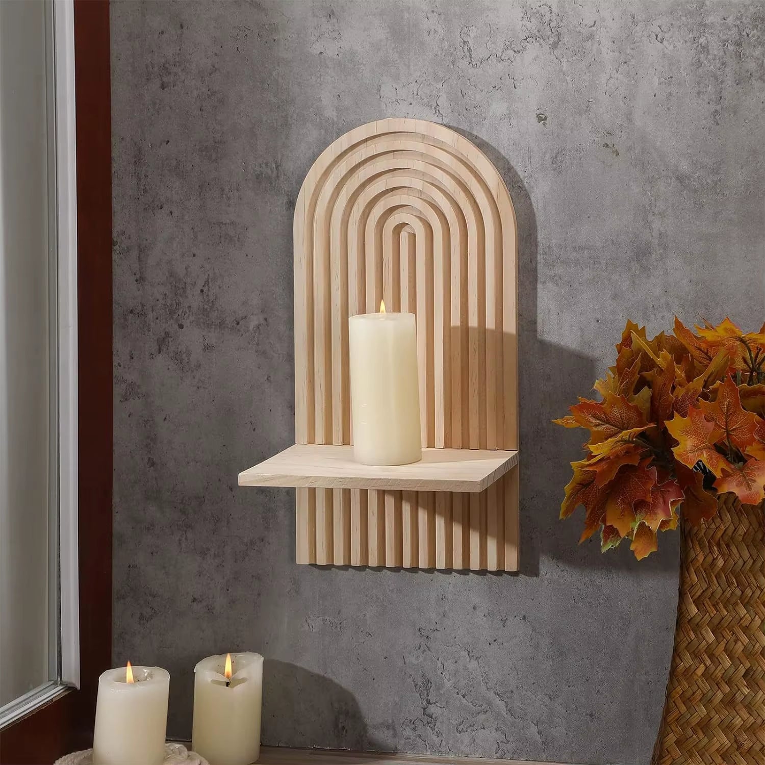 Boho Wooden Shelves for Wall Decorative Book Floating Wall Shelf for Living Room Bathroom Bedroom Classroom Office Nursery Home