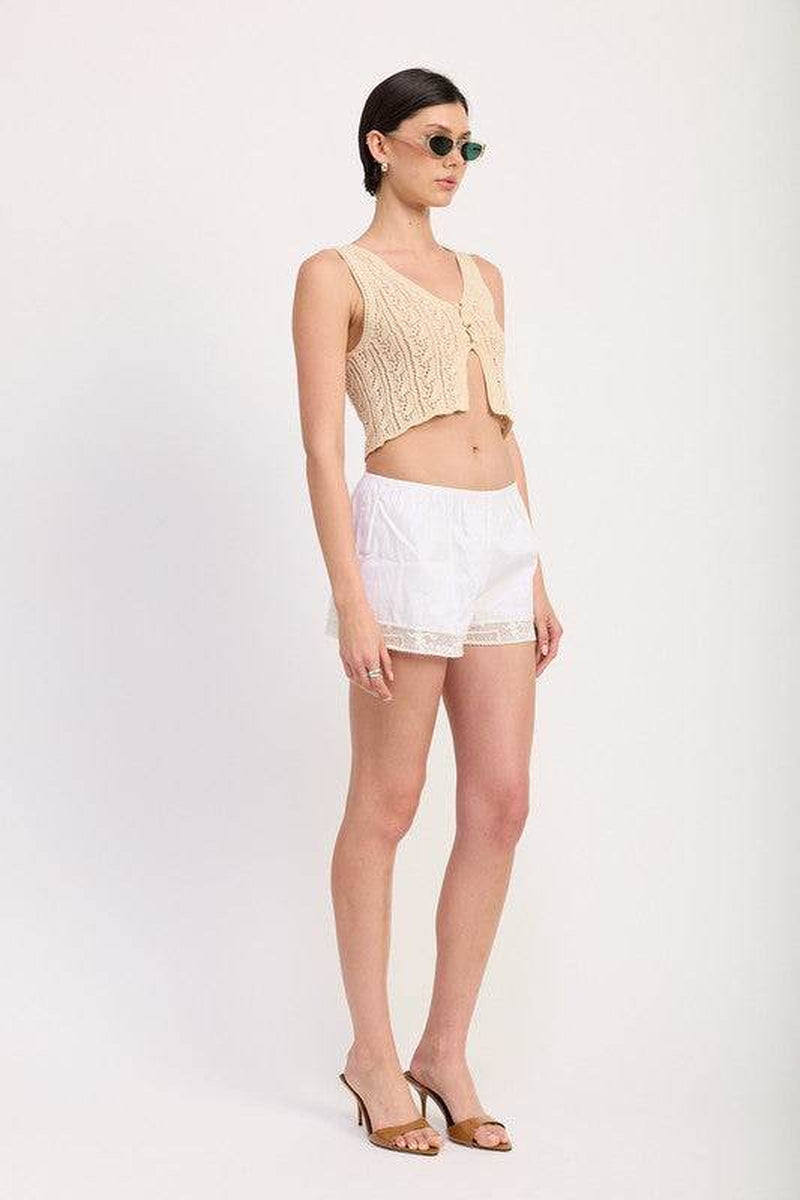 Effortlessly Stylish Chic Crochet Button-Down Vest Top