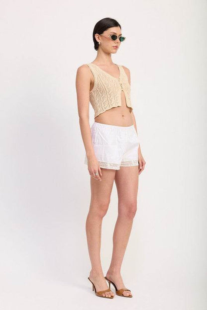 Effortlessly Stylish Chic Crochet Button-Down Vest Top