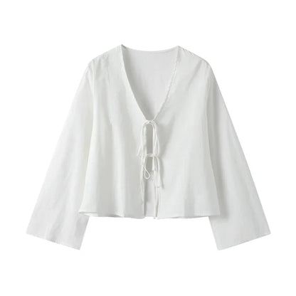 Chic Front-Tie Linen Top for Effortless Style