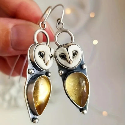 Boho Owl Drop Earrings - Hypoallergenic Comfort & Lightweight Design