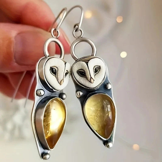 Boho Owl Drop Earrings - Hypoallergenic Comfort & Lightweight Design