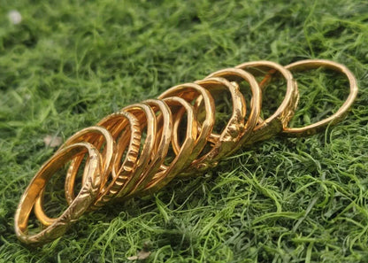 Yellow Gold Ring Set of 11 Vintage Textured Stackable Boho Minimalist Jewelry Gift